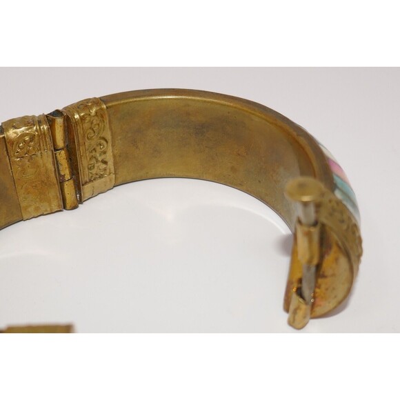 Colorful Brass Pull Pin Hinged Bangle Bracelet - Picture 11 of 12